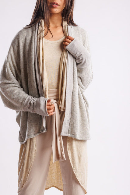 one of a kind product, grey terry wrap and kucoon designs