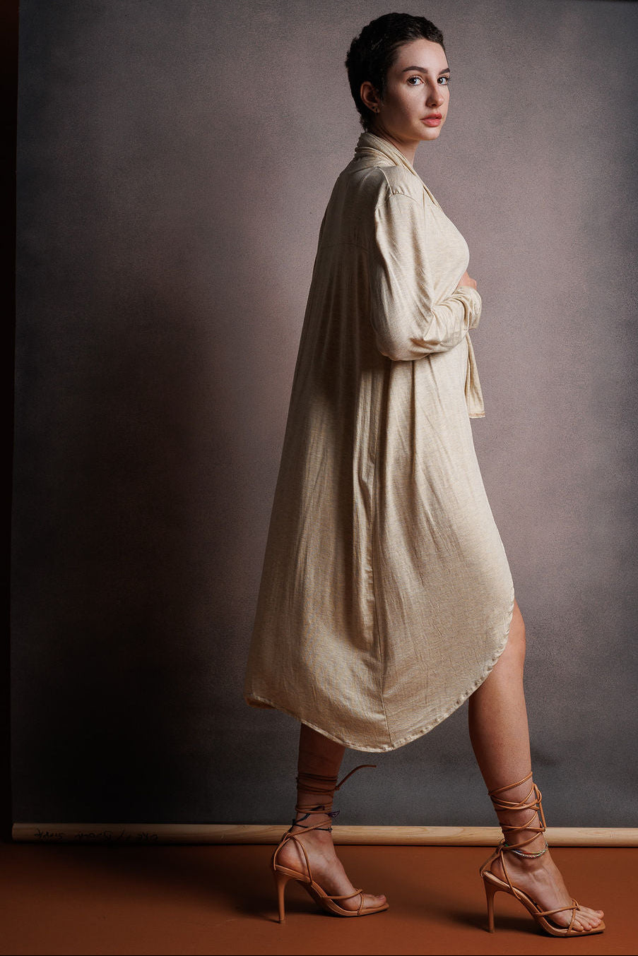 creme long wrap cropped in front 