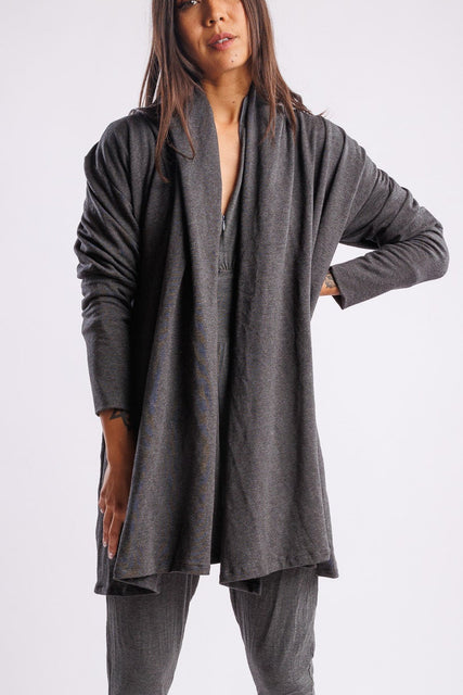 kucoon terry long charcoal jacket