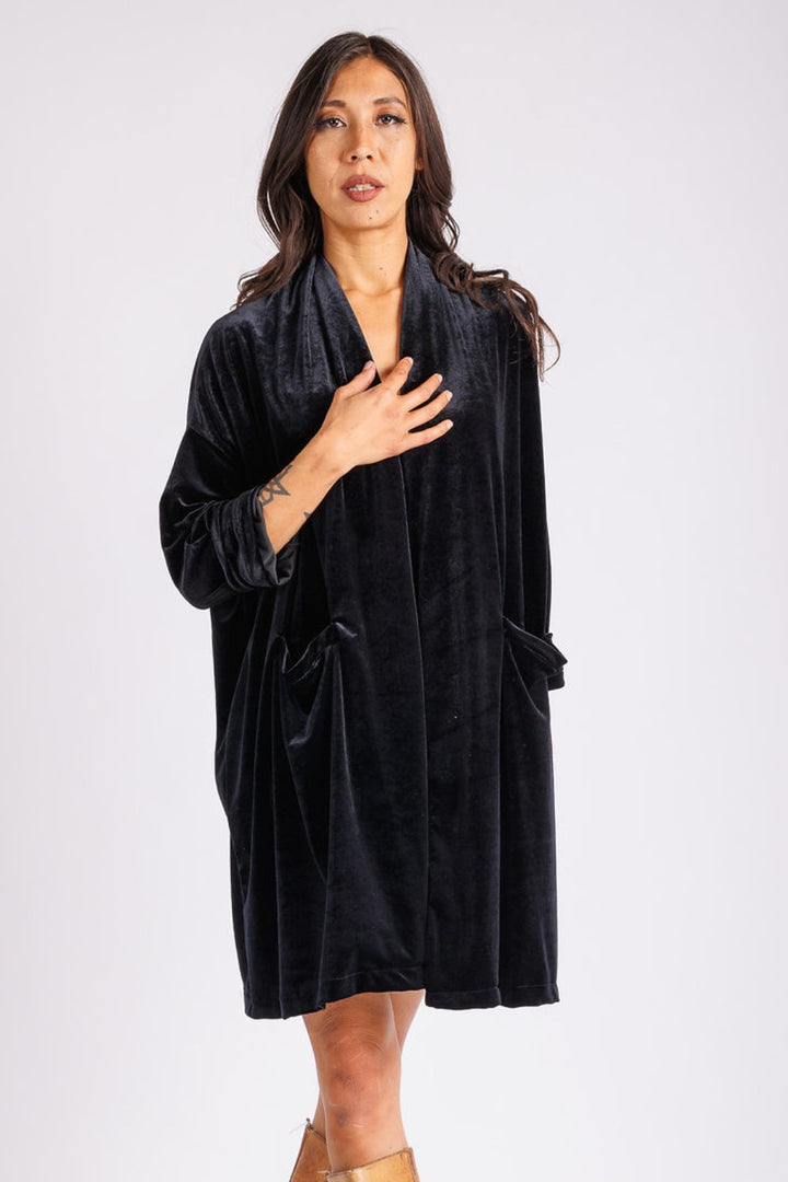 Oversized Black Velvet Jacket