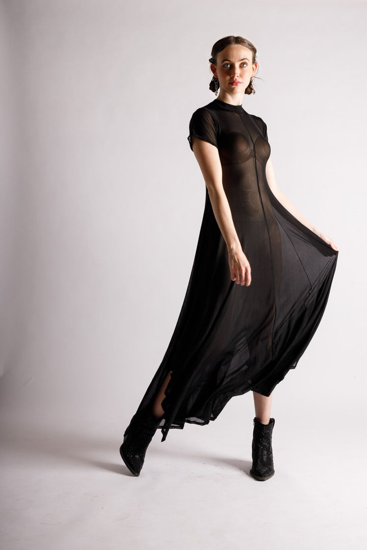Reina Sheer Black Dress