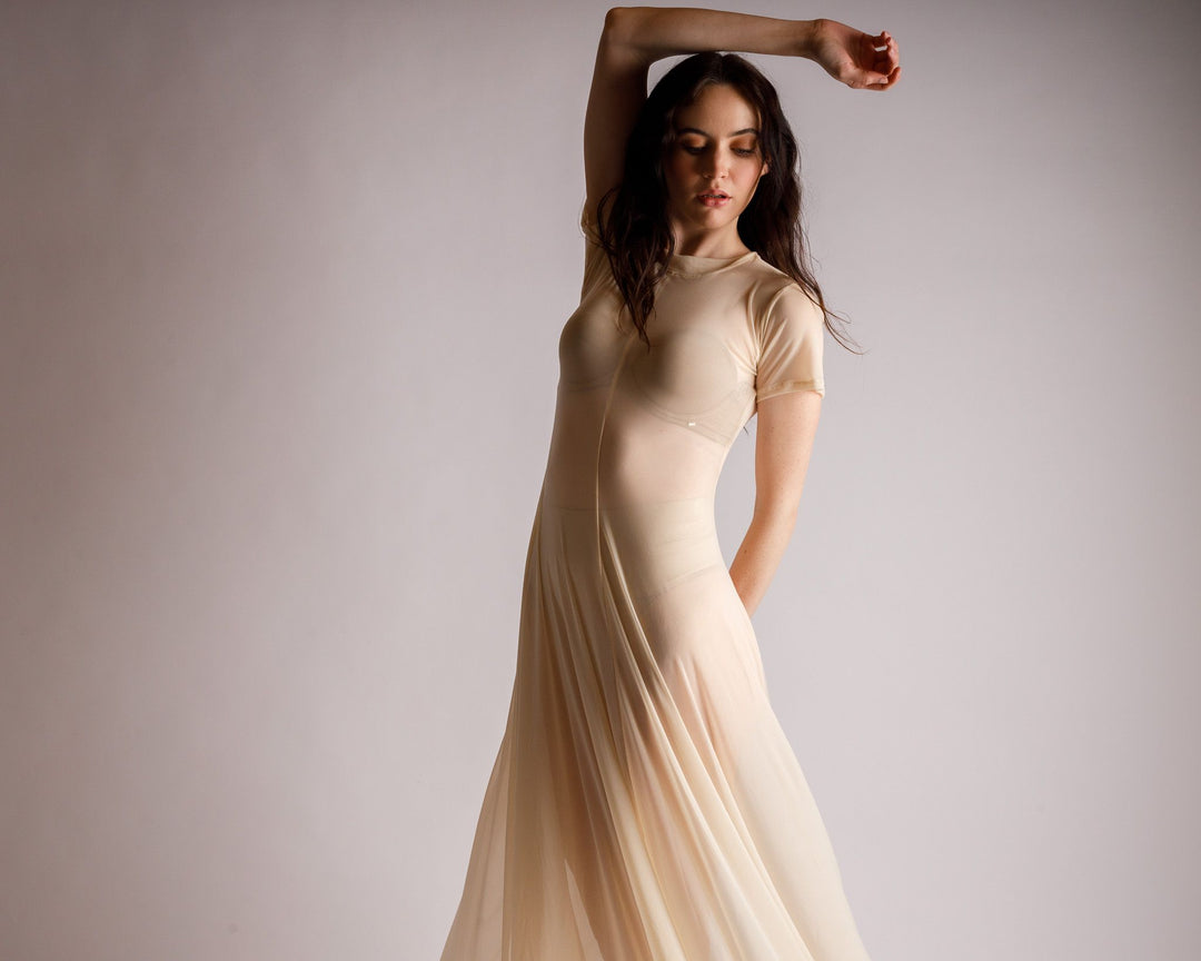Reina Sheer Nude Dress