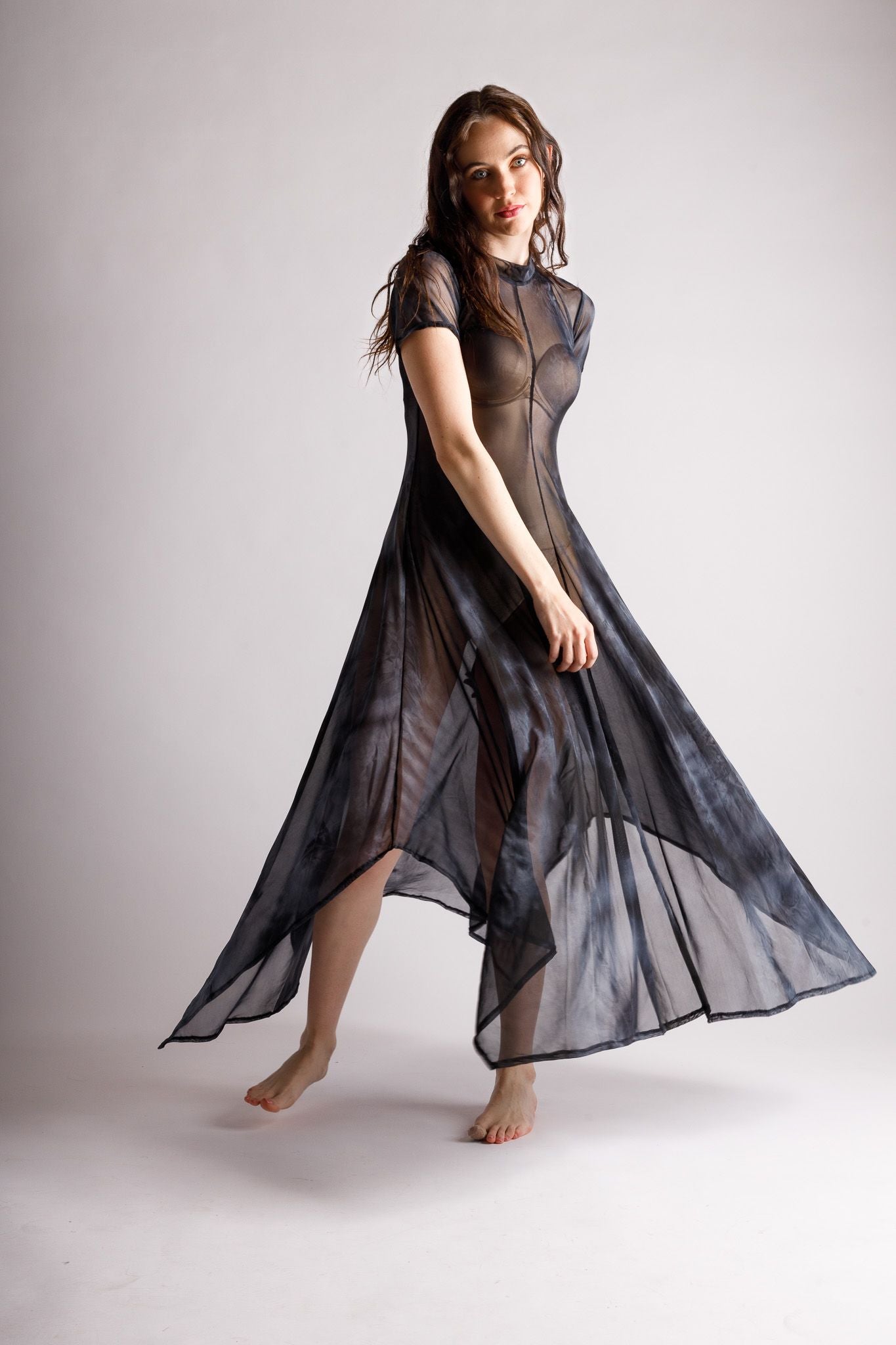 mesh tie dye dress Vero Moda mesh asymmetric off the shoulder maxi dress in pastel tie dye print