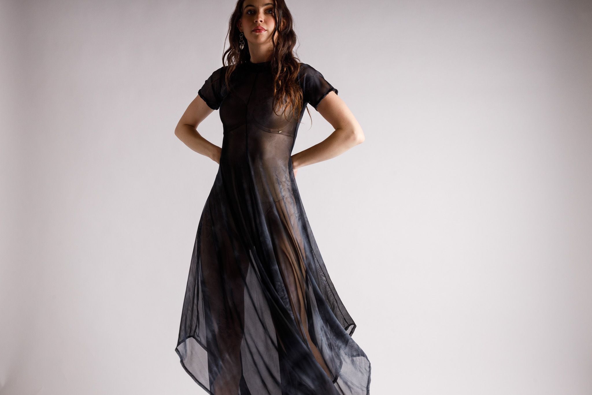 reine mesh dress Long-Sleeve Mesh Maxi Dress 25 DM per porosi
